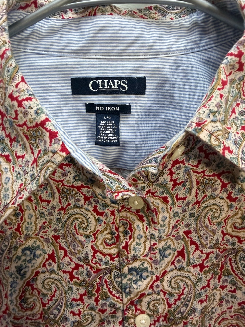 Chaps Women's Button-Down Shirt in Red and Blue Paisley - Picture 2 of 5